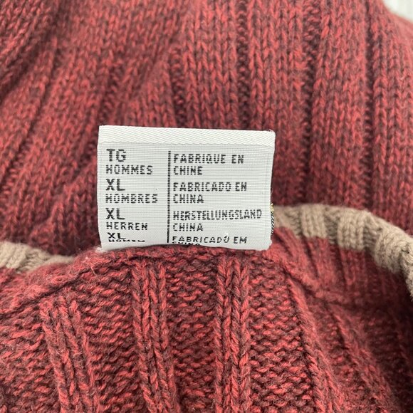 Columbia Mens XL Red Cotton Sweater With Ribbed Knit Design - Picture 4 of 7